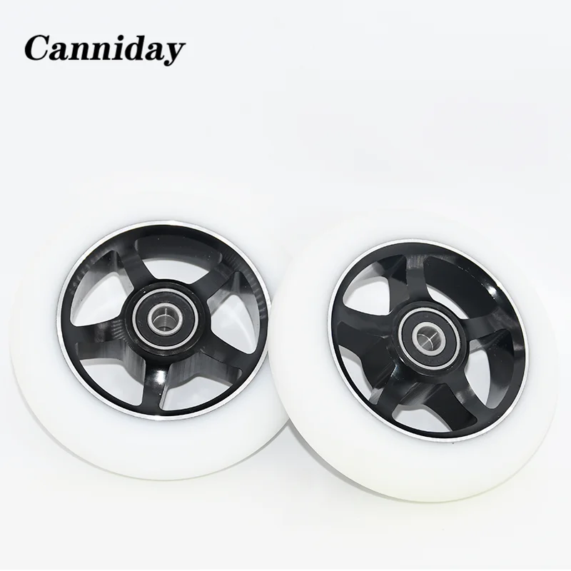 Scooter Wheels Replacement with Bearings,Aluminum Alloy,Wear-Resistant, PU Scooter Parts,Kick Scooters Accessories, 100mm,4Pcs