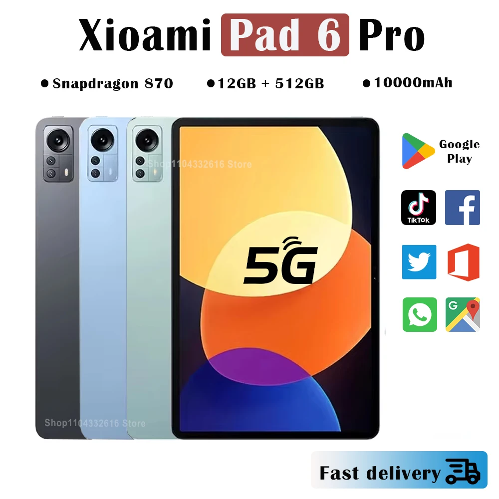 2024 Global Version Mi Pad 6 Pro Tablet PC Android 12 16GB 1T 5G Dual SIM Phone Snapdragon 870 PC Dual SIM Card 5G WIFI Tablet