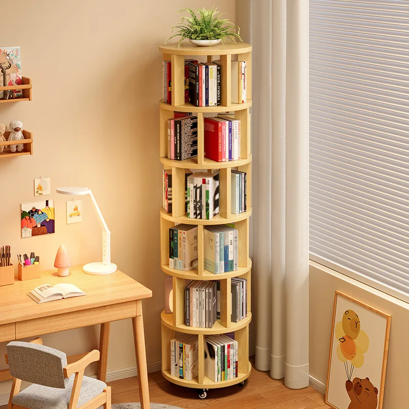 Multi-layer Rotating Bookshelf, Mobile Narrow Corner Floor Cabinet for Home Side Storage
