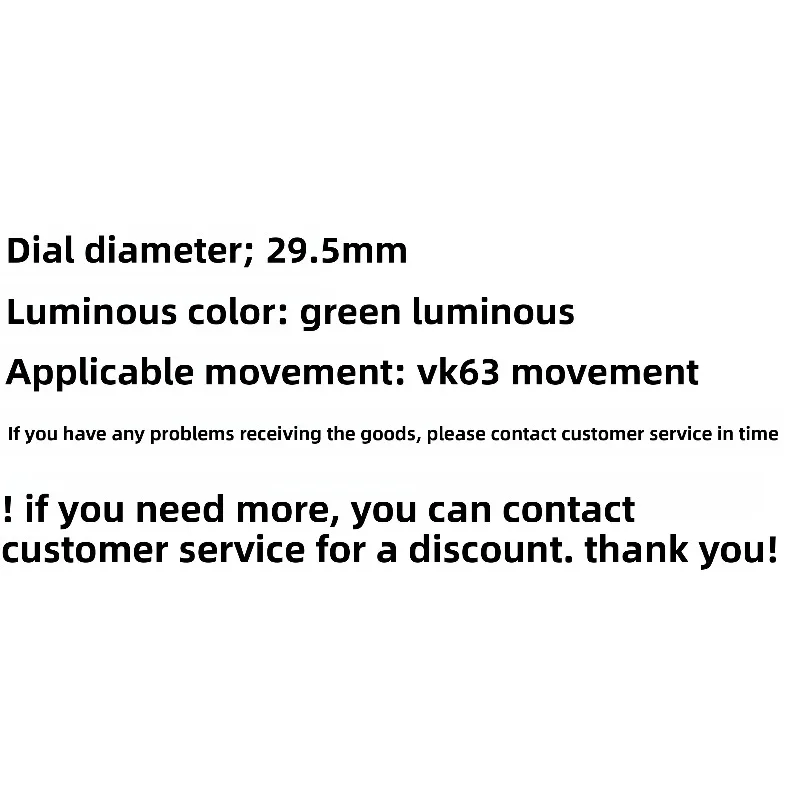 جديد لـ VK63 كوارتز قرص ميكانيكي 29.5 مللي متر ثلاثي العينيات الباندا الطلب الحرفي الأخضر مضيئة صالح لـ VK63 #6