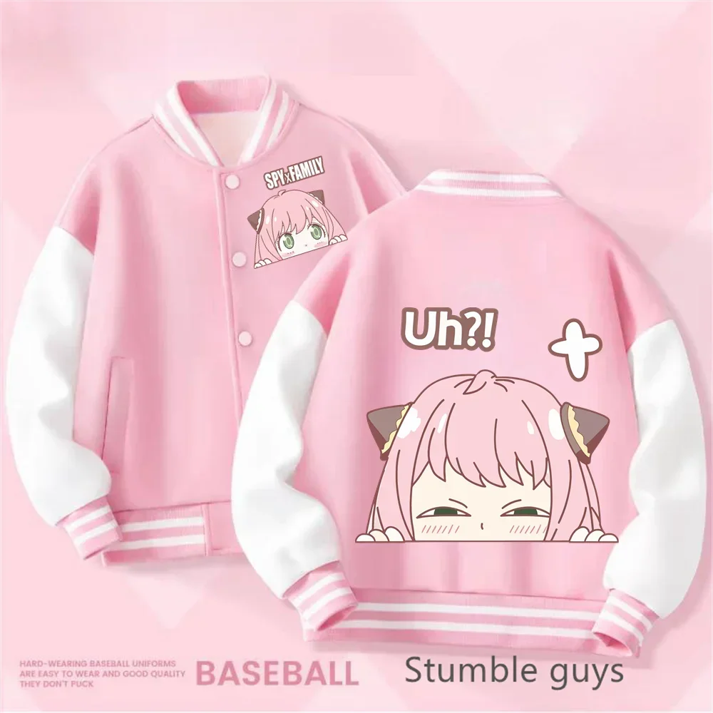 

New Fashion Baseball Uniform Coat Autumn Winter Jacket Anya Forger Print Jersey Women Men Streetwear Casual Long Sleeve