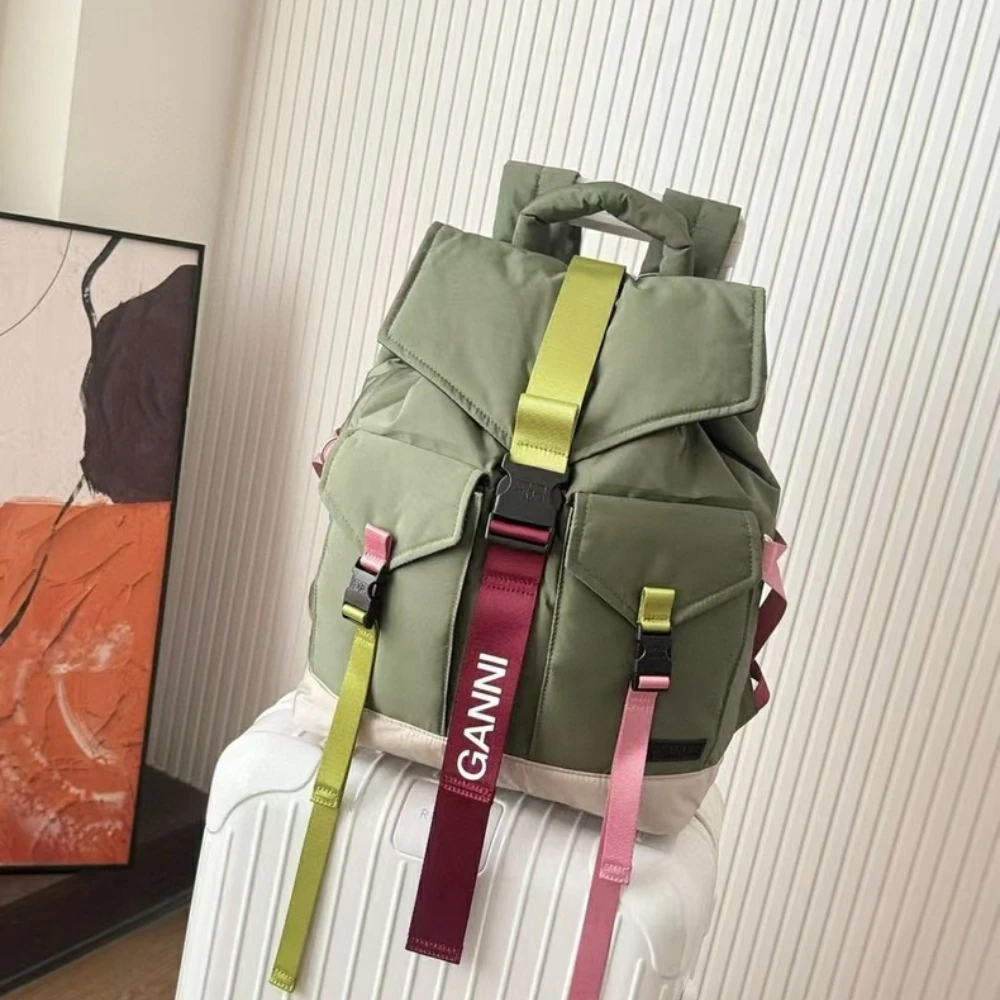 Luxury Tech Backpack Women Contrast Color Large Capacity Travel Backpack Waterproof Nylon School Bag Designer Commute Rucksack
