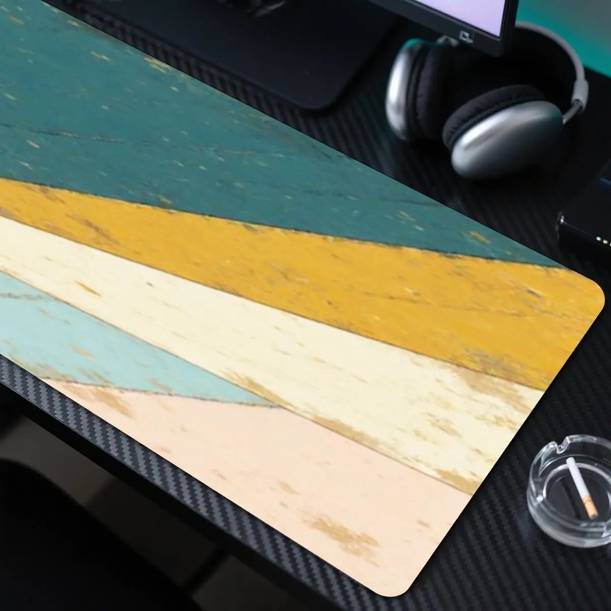 1 قطعة لوحة ماوس مطاطية أنيقة تصميم هندسي للمنزل مكتب الألعاب مكتب الملحقات الزخرفية متعدد الألوان شكل عدم الانزلاق Func