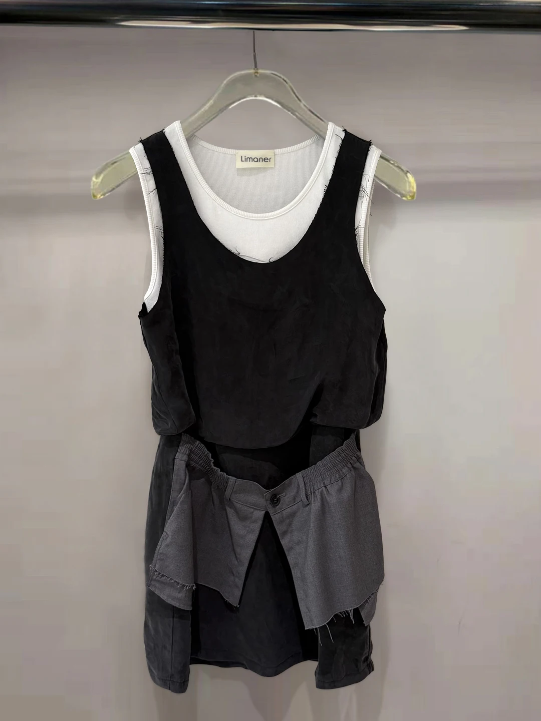 

Casual round Ne Splice Copper Ammonia Silk Dr Fake Two-Piece Set Loose Fit A-Line Silhouette Non-Stretch Fabric