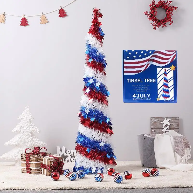 

Party decorations, Independence Day, star-spangled tufts, folding Christmas trees in hotel malls