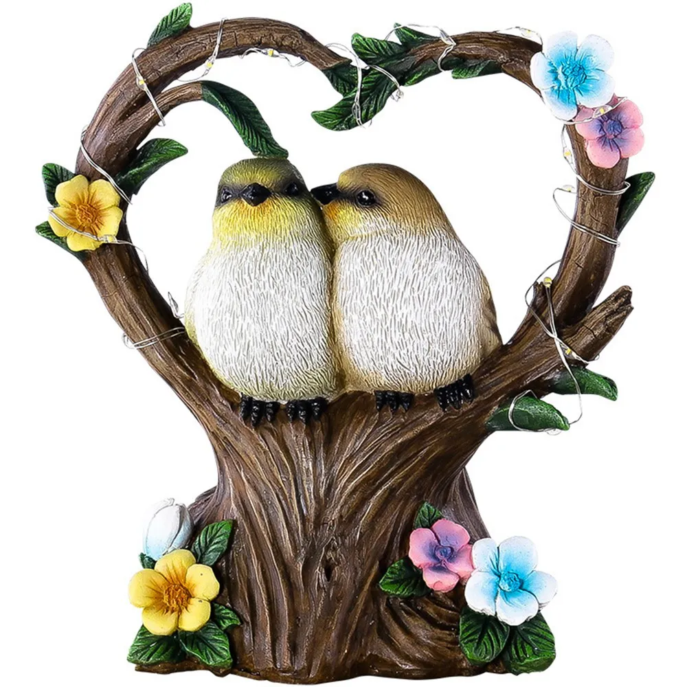 

Creative Garden Resin Couple Bird Ornament Solar Light Owl Courtyard Landscape Gift Crafts Home Living Room Office TV Cabinet