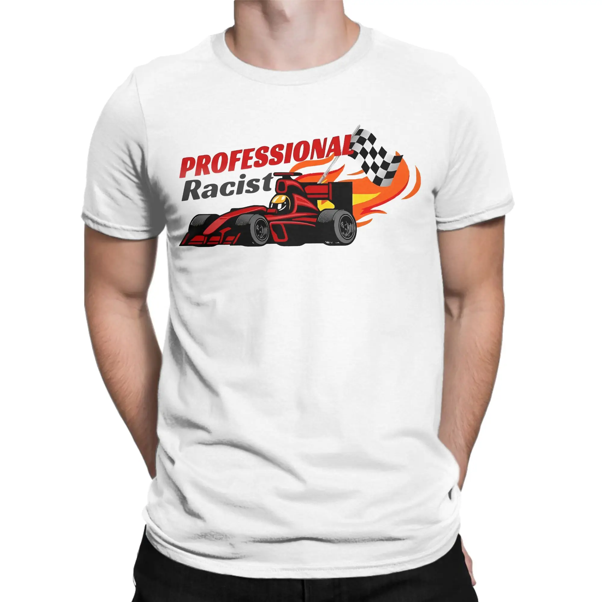 Leisure Professional Certified Racist Racing Meme T-Shirt For Men Women Crewneck Short Sleeve Top Tee  Cotton Summer TopsTops