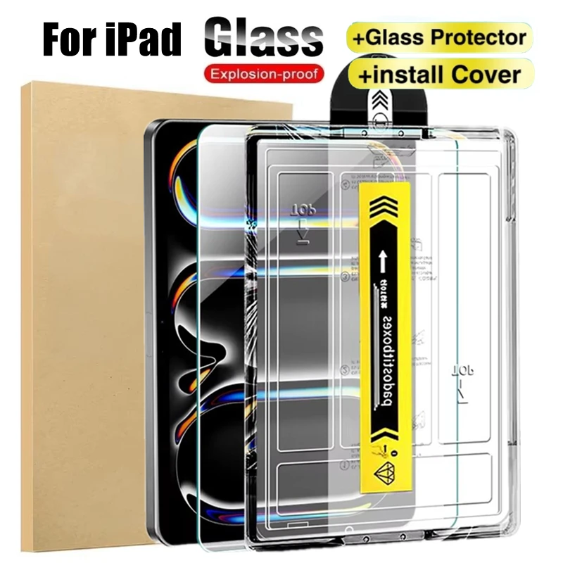 

Простая установка закаленного стекла для iPad Pro 13 11 10 12.9 10t 9t для iPad Air Mini 6 7 Защитная пленка для экрана Установка без пыли