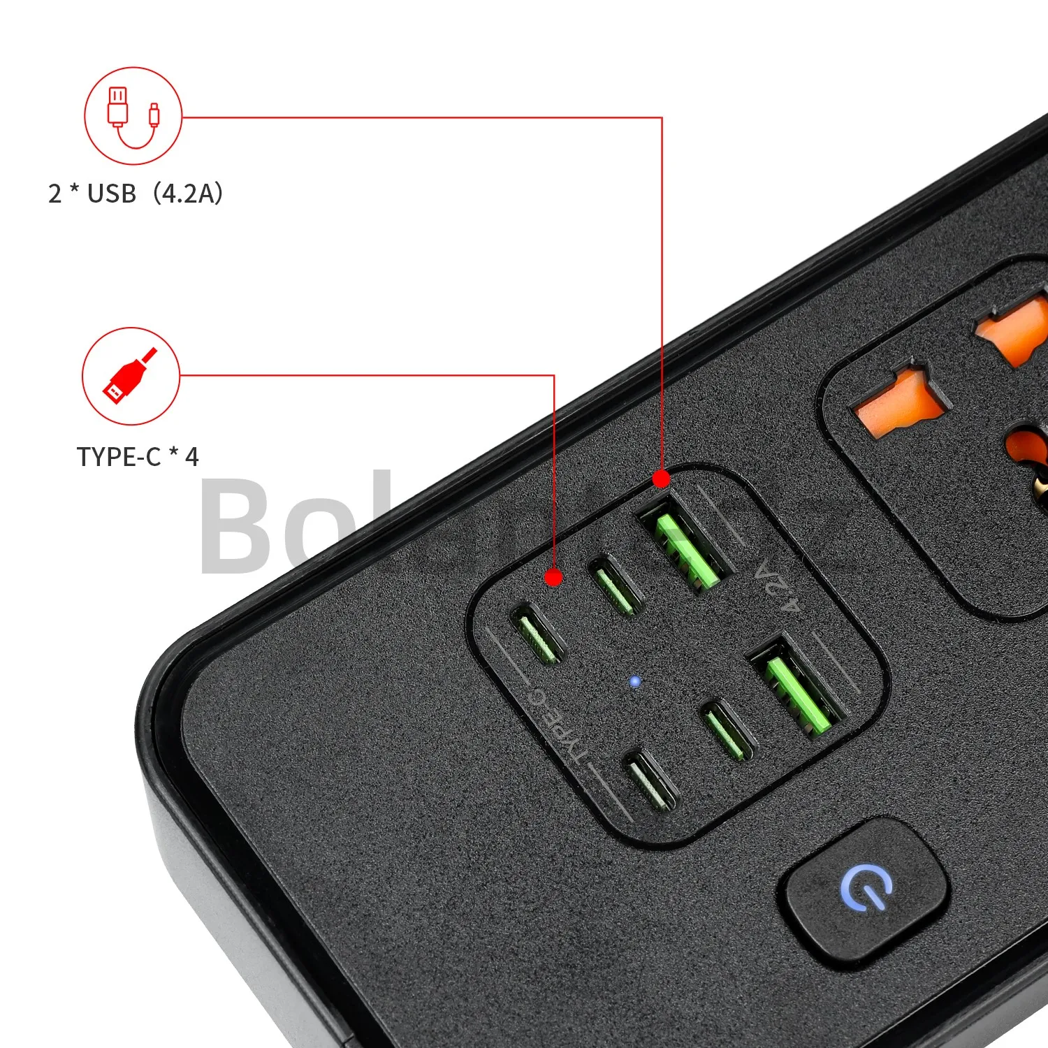 Universal Electric Power Strip Plug EU Outlet Power Socket With 6AC USB Ports Surge Protector Charger 2M Extension Cord Socket