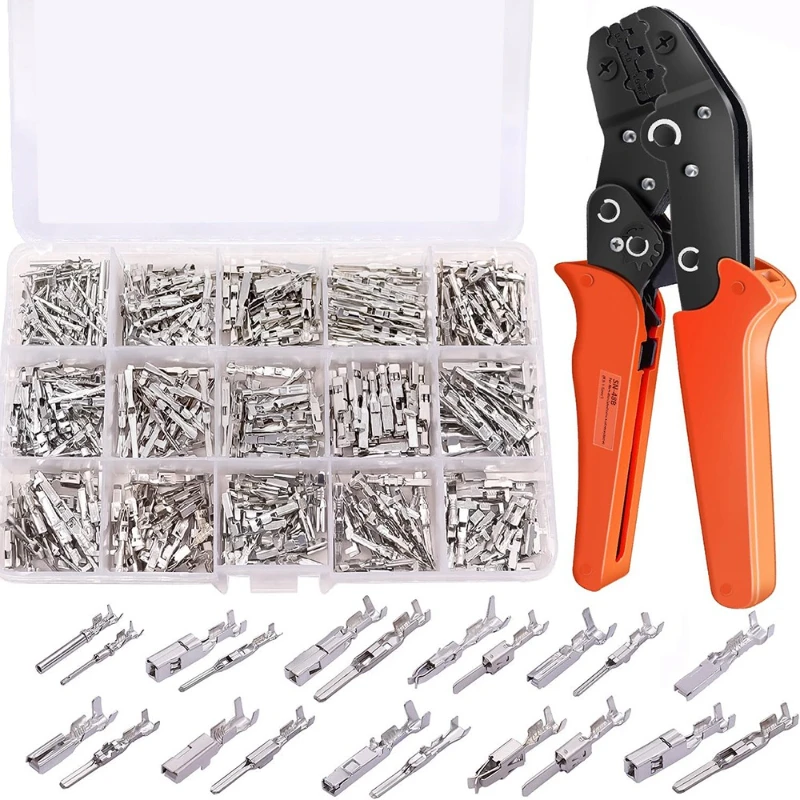 

290 Boxed 1-3.5 mm Automotive Terminal Connectors Male Female Pin Crimp Terminal with Crimp Clamp