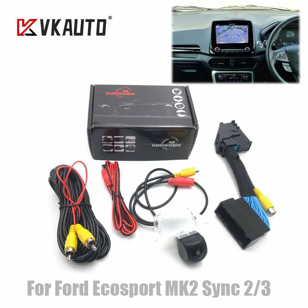 

VKAUTO Rear View Camera For Ford Ecosport MK2 Sync 3 2013~2021 Adapter Cable Backup Parking Reversing Camera kit CCD HD