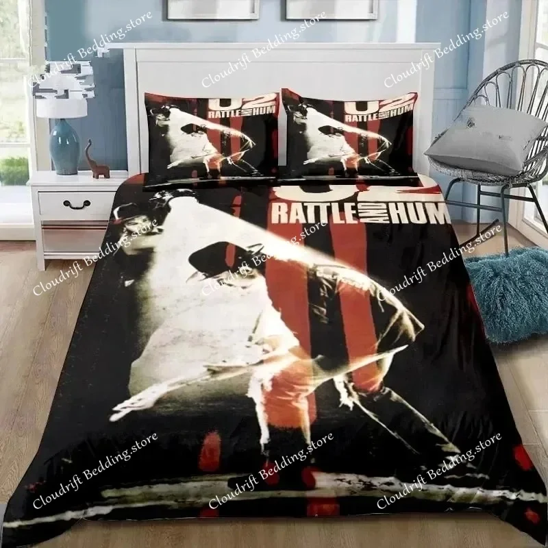 3D Printing Rock U2 Band Bedding Set Duvet Cover Bed Set Quilt Cover Pillowcase Comforter king Queen Size Boys Adult Bedding Set 2