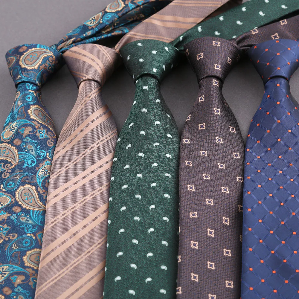 

New 8CM Ties High Quality Stripes Polka Dot Pattern Necktie For Men Wedding Business Suit Neck Tie Male Tuxedos Gravata Cravat