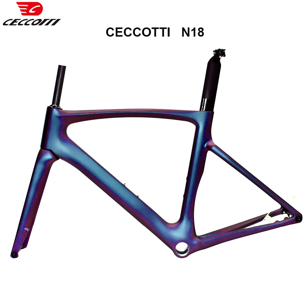 CECCOTTI-Cadre de vélo de route en fibre de carbone, modèle RF27 caméléon, frein à disque, câble entièrement GNE