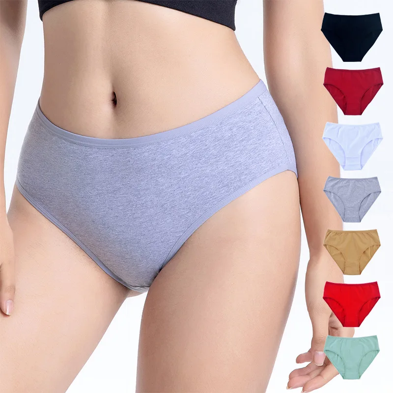 

2 Pieces of Women's Pure Cotton Triangle Underwear Sexy Soft High Waisted Shorts Sexy Underwear Plus Size Solid Color Underwear