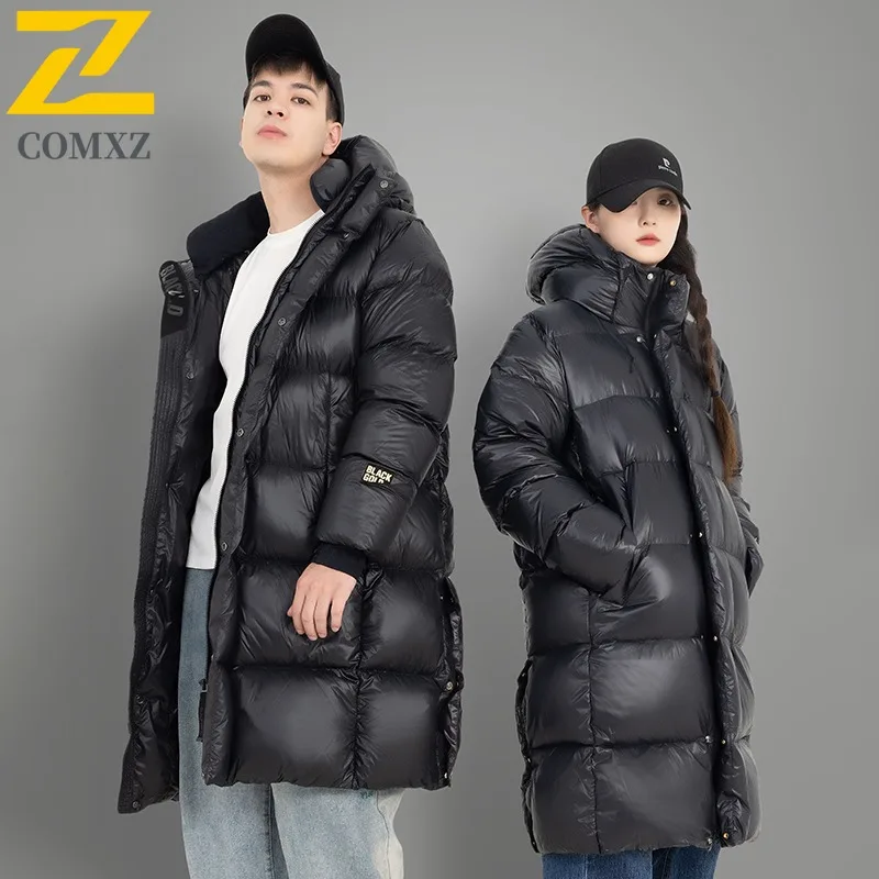 COMXZ Men Winter Jacket Long-Length Thickened Ski Trip Windproof Feature Snow Puffer Jacket Street Look Warm Design Padding Coat