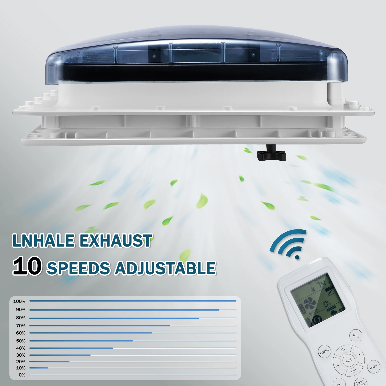 Imagem -05 - Velocidade Controle Remoto 12v rv Telhado Ventilador de Ventilação Caravana Skylight 40cm 40cm Controle Remoto Camper Veículo Trailer Motorhomes rv Fan 10