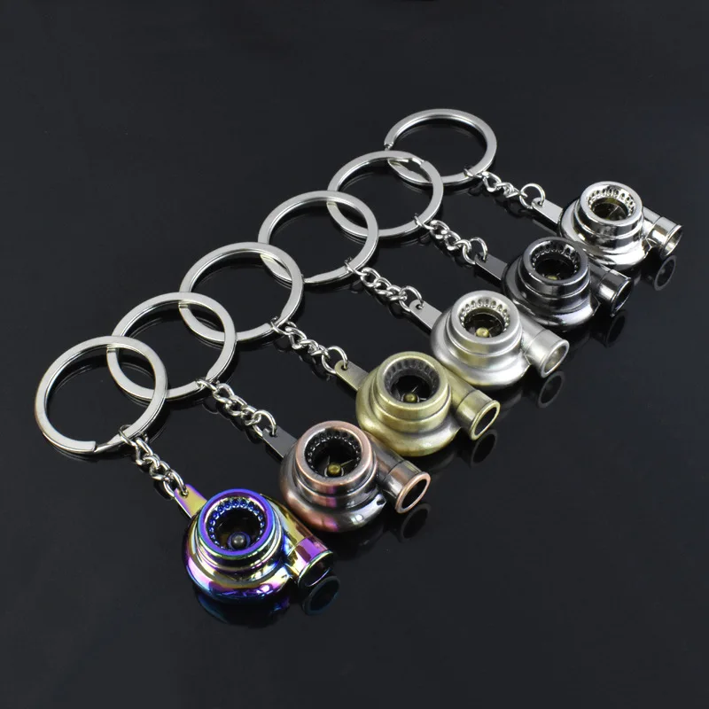 1PCS Mini Metal  Key Ring Lorry Truck Lorry Turbo Turbocharger  Spinning Turbine Key Chain Lovely Keyring Creative Gift  For