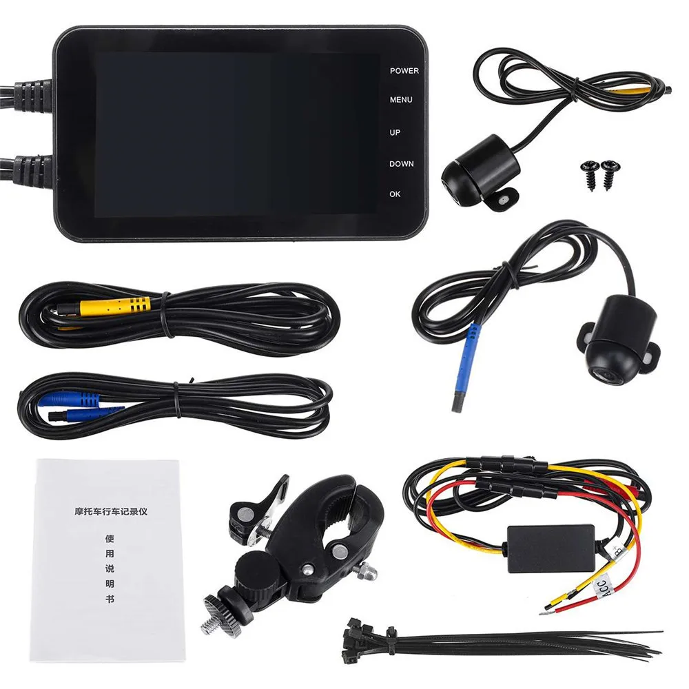 1080P Motorcycle Waterproof 140 Degree Wide Angle Camera WiFi Dash Cam Front Rear Driving Video Recorder Black Box