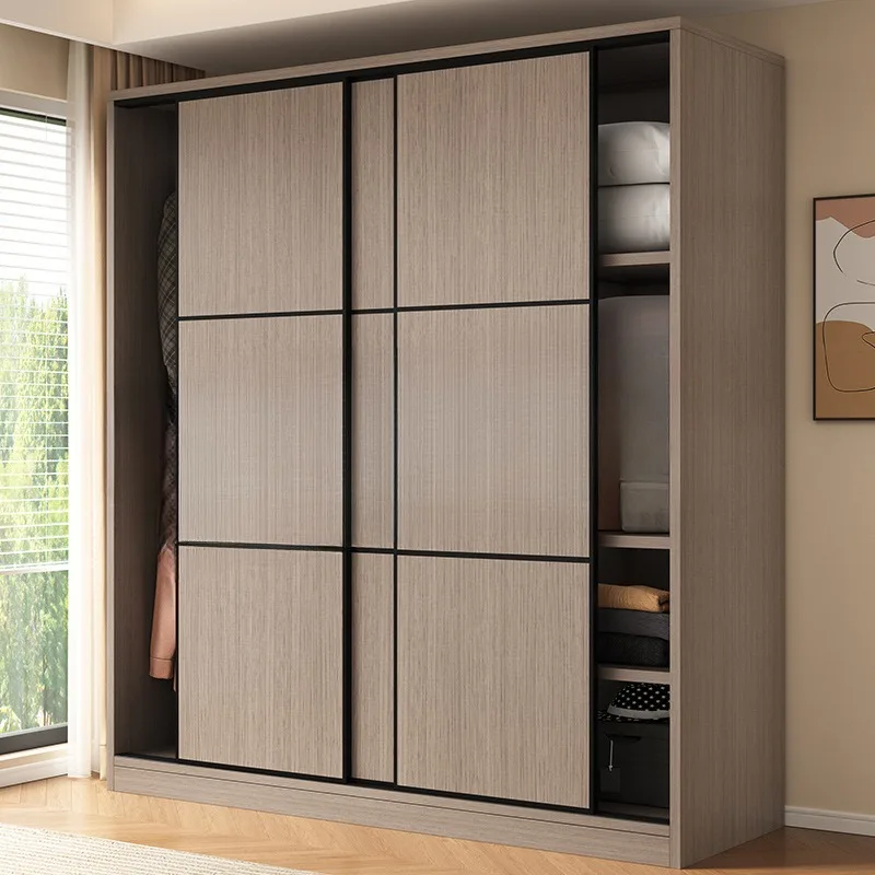 Sliding door clothes household bedroom small apartment type 5 new explosion rental room dormitory simple wardrobe