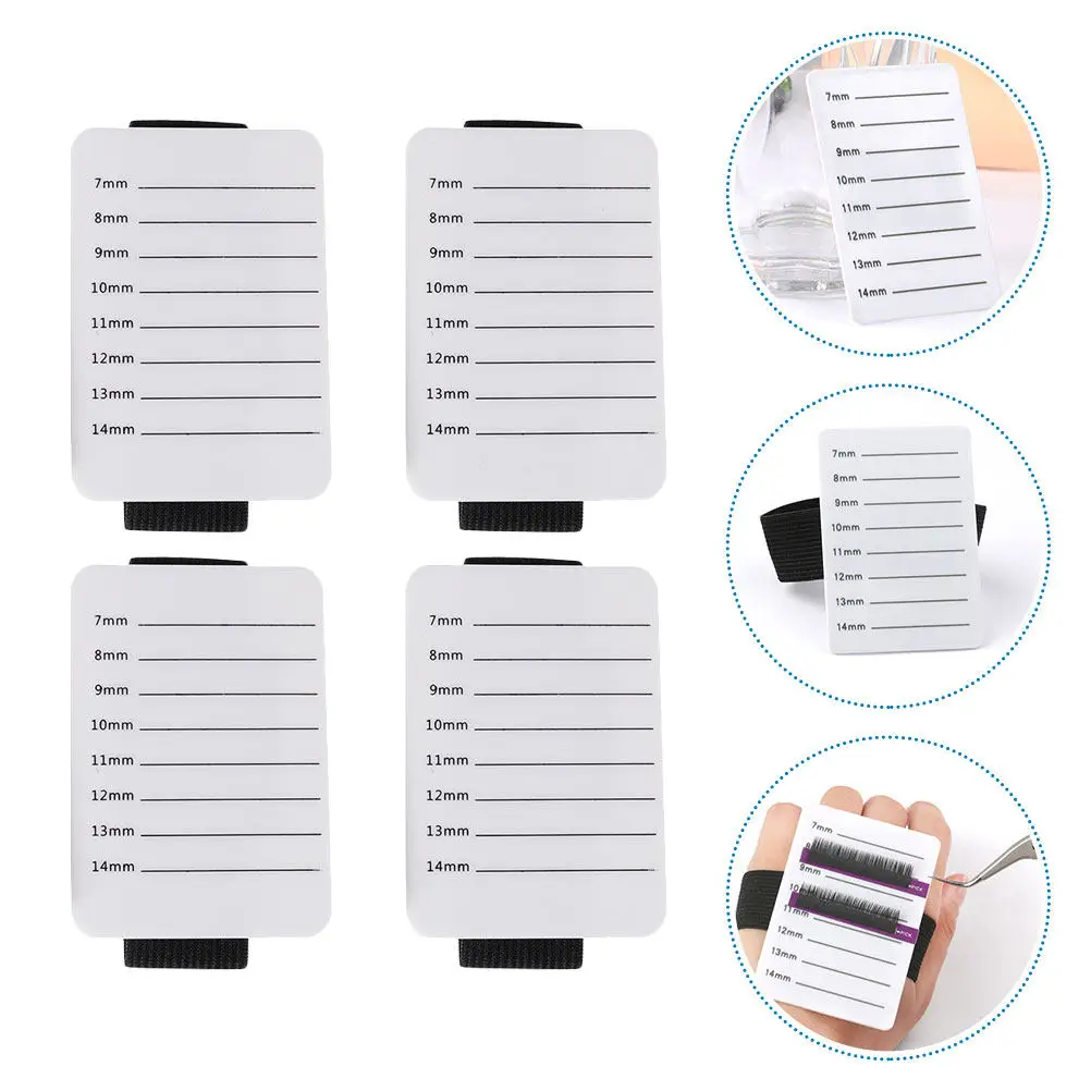 4Pcs Smooth Acrylic Eyelash Extension Pallet Lash Holder Plate with Visible Numbered Sizes Ideal for Professional Salon and Home