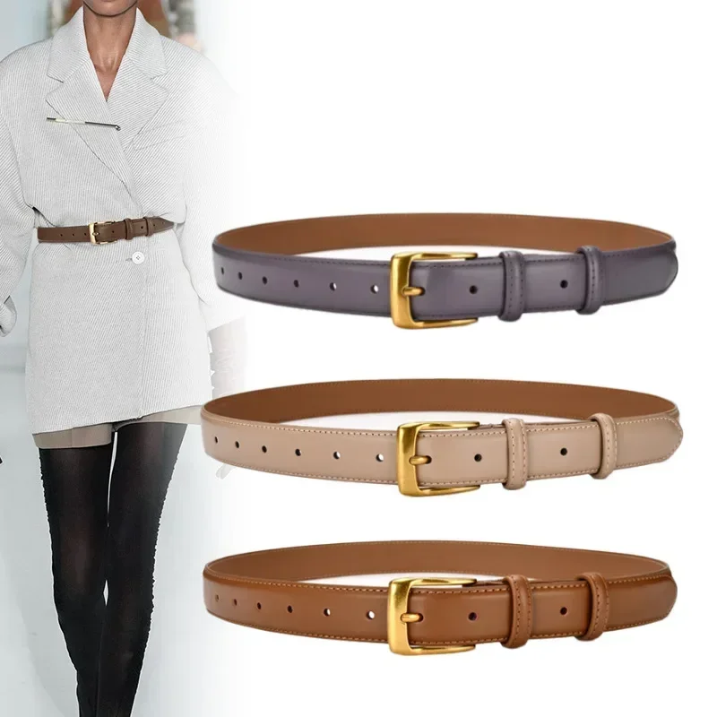 

New Fashion Luxury Designer Women Genuine Leather Belt Metal Pin Buckle Adjustable Waistband Fashion Fine Lady Jeans Belts