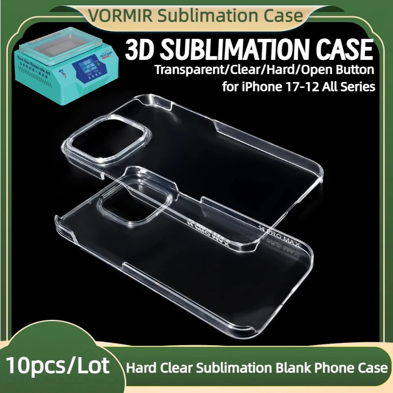 

VORMIR 10pcs Clear Sublimation Phone Case for iPhone 17 16 15 14 13 12 Pro Max Slim Transparent Heat Transfer Blank Cover Shell