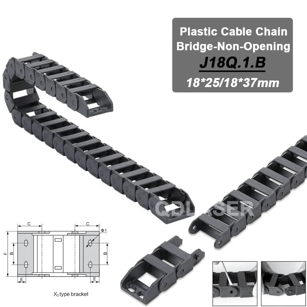 HAOJIAYI Cable Chains 18x25 18x37mm Bridge Type Non-Opening Plastic Towline Transmission Drag Chain for Machine