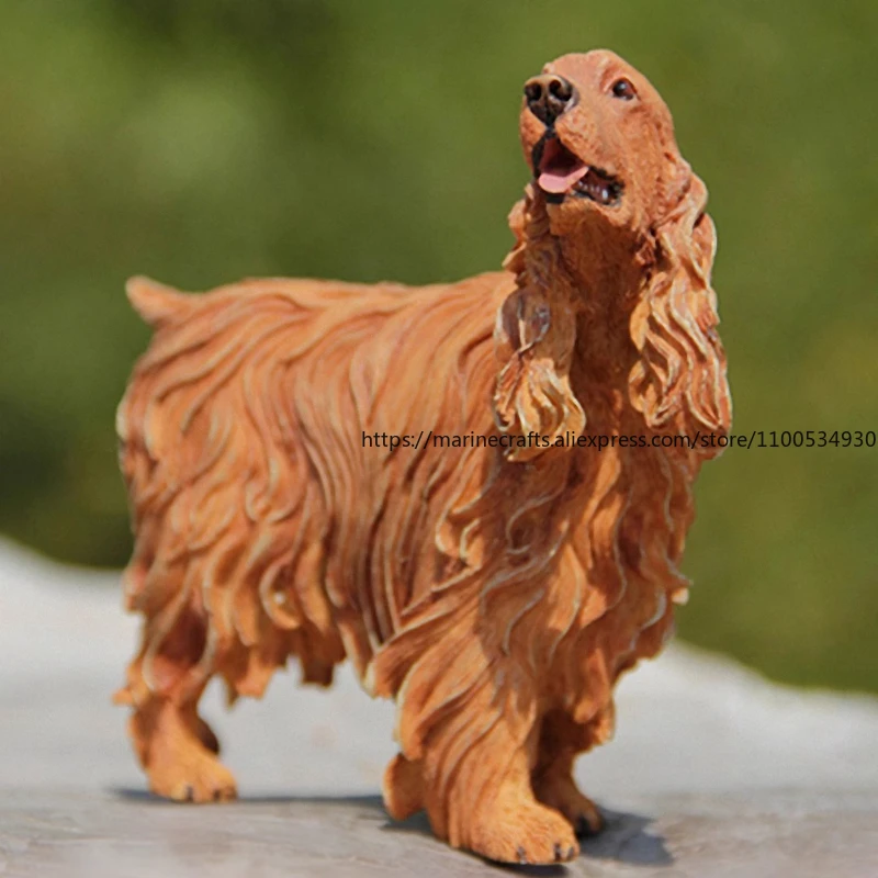 

Cocker Spaniel Dog Statue Realistic Hunting Dog Figurine American Style Resin Car Dashboard Decor Lifelike Bird Dog Craft