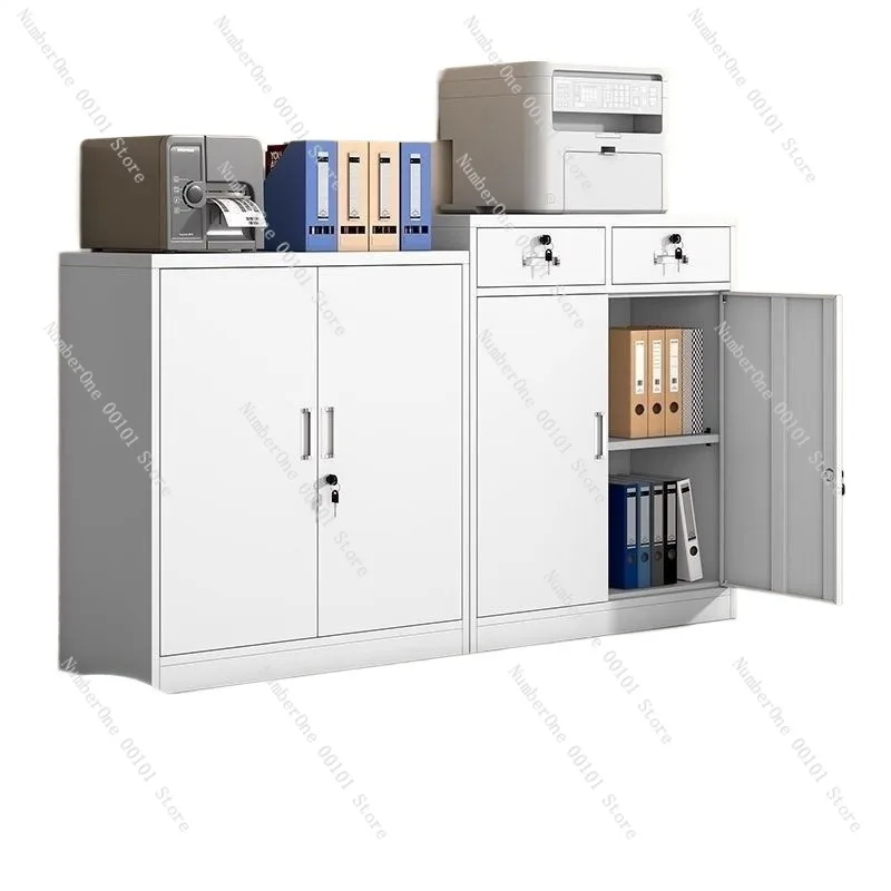 Large Capacity Office Steel Storage Cabinet Low Height Sideboard Lockable File Organizer Financial Document Archive Cupboard