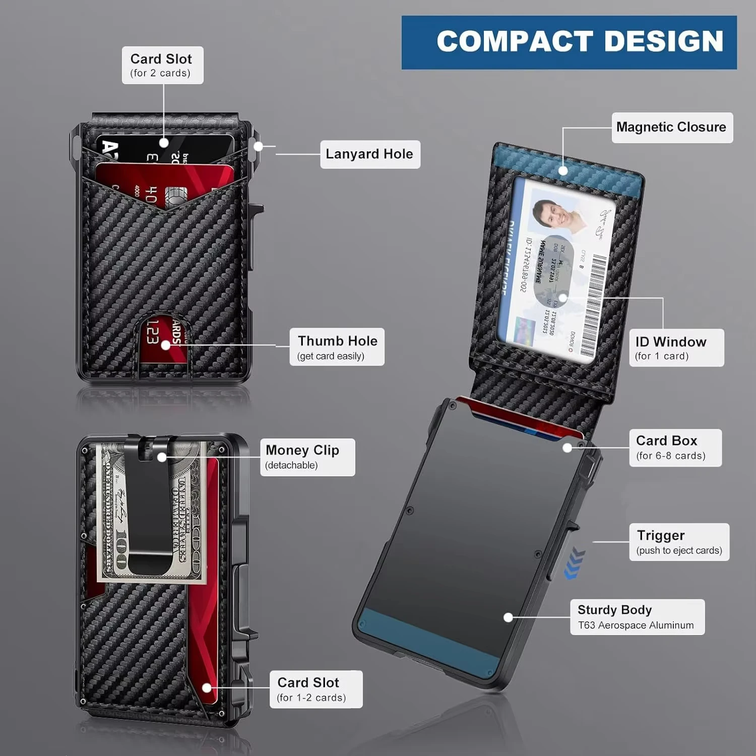 Slim Card Slot Case - İnce Deri İki Katlı Cüzdan, Açılır