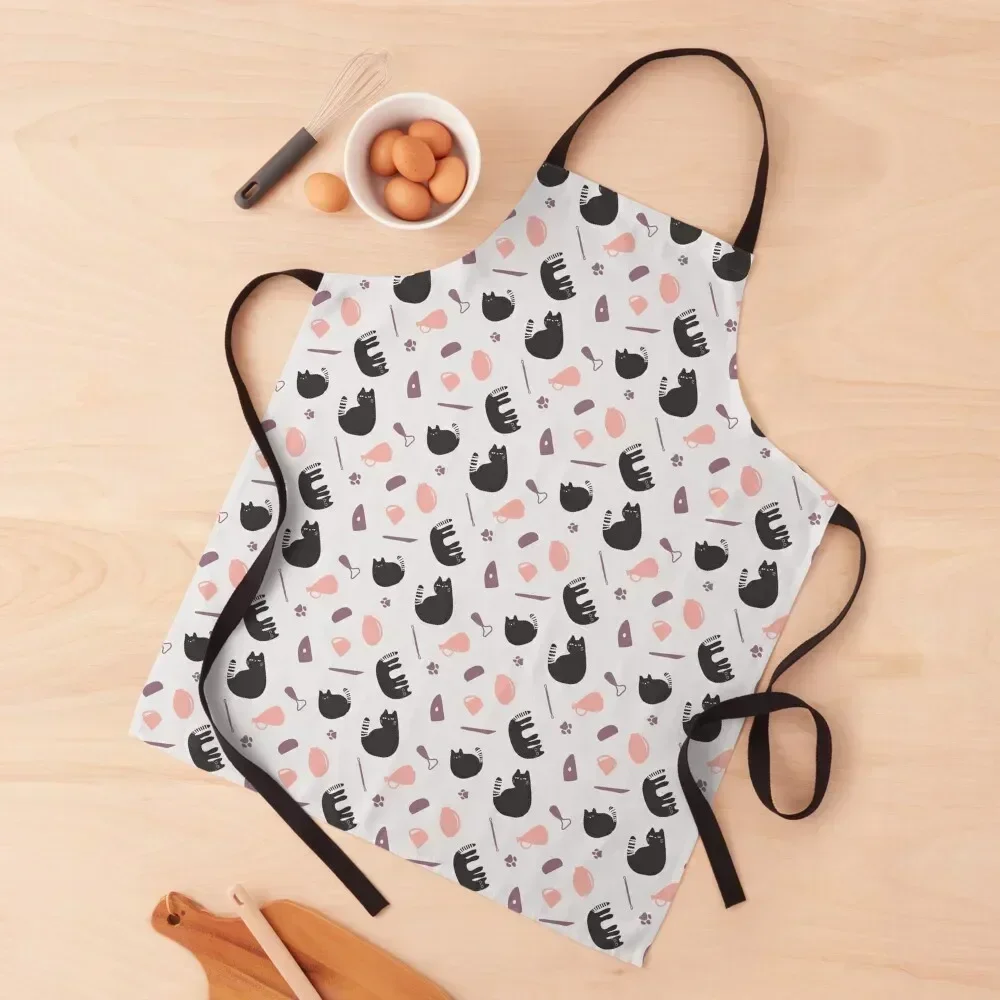 

Black Cat Pottery Pet Apron Kitchen Items For Home Cute Kitchen work ladies Christmas gift Apron