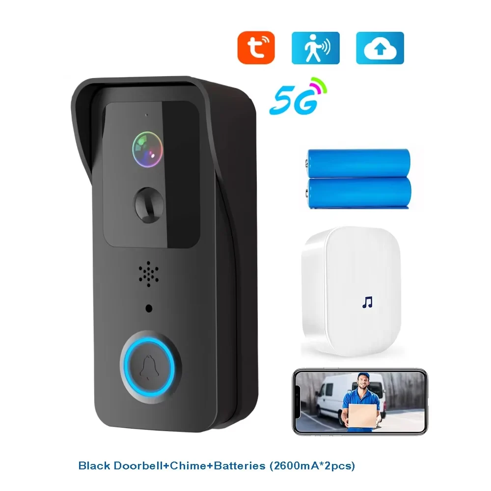 5G 2.4G WiFi Video Deurbel 1080P Tuya Smart Outdoor Draadloze Intercom Waterdichte Draadloze Camera met AC/DC Voeding - afbeelding 1