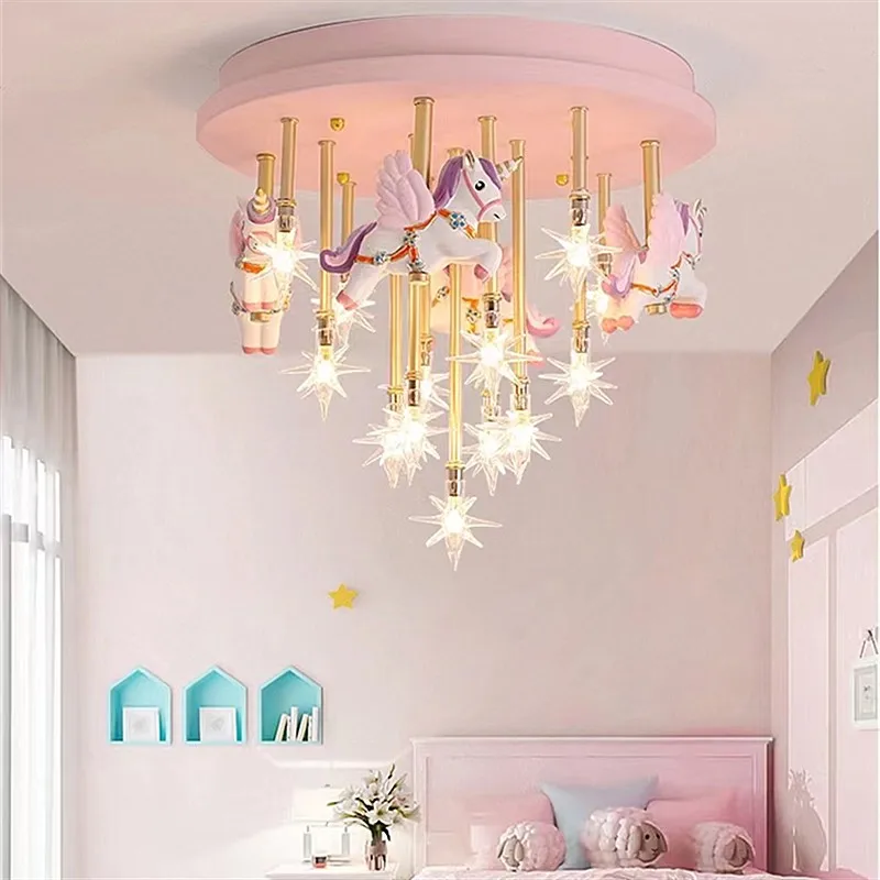 Imagem -03 - Luz de Teto Estrela Animal Criativa Lâmpada do Quarto para Meninas Quarto do Bebê Quarto das Crianças Kawaii Luz de Decoração