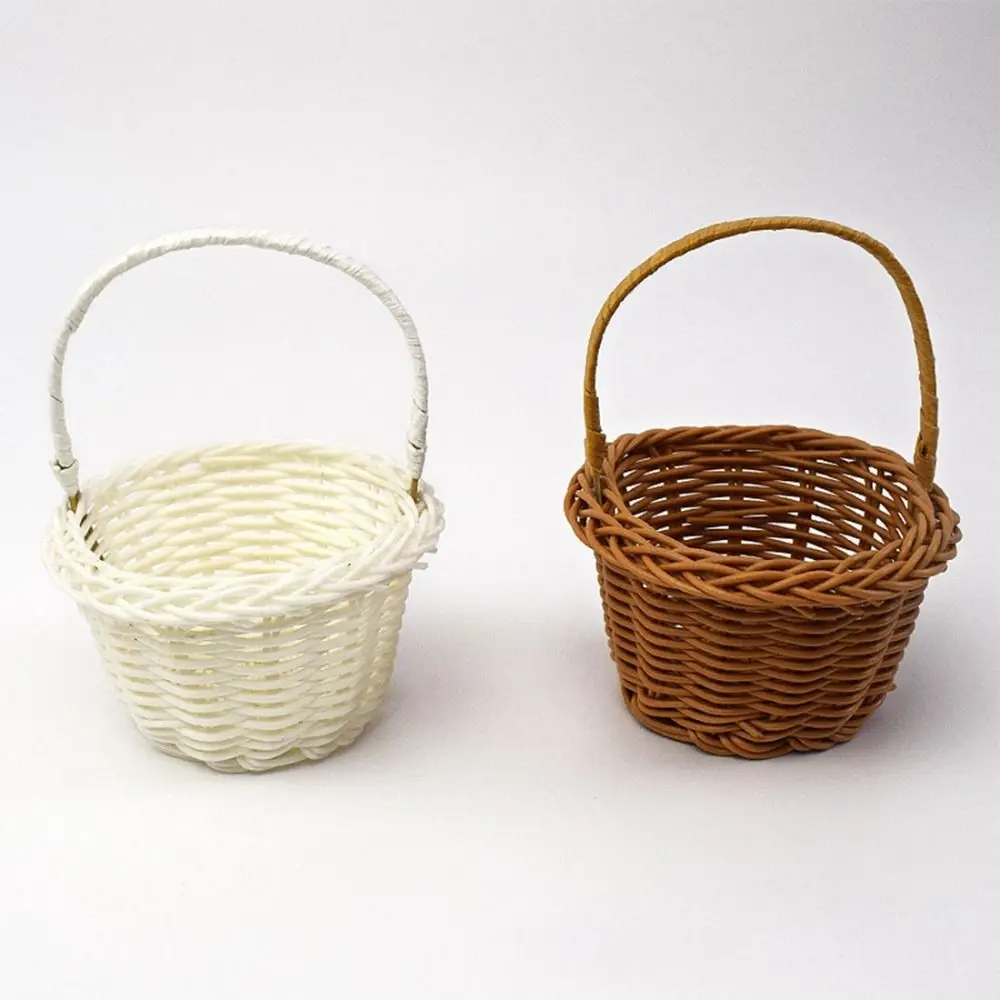 Rattan Handheld Woven Basket Hamper Basket Multi-functional Flower Storage Basket Picnic Basket Rustic Flower Basket Shopping