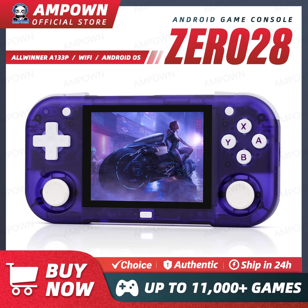 

Ampown Mini Zero 28 Handheld Video Game Console 2.8''IPS Screen A133P Processor Android System MAGICX Console ZERO28 Player Gift
