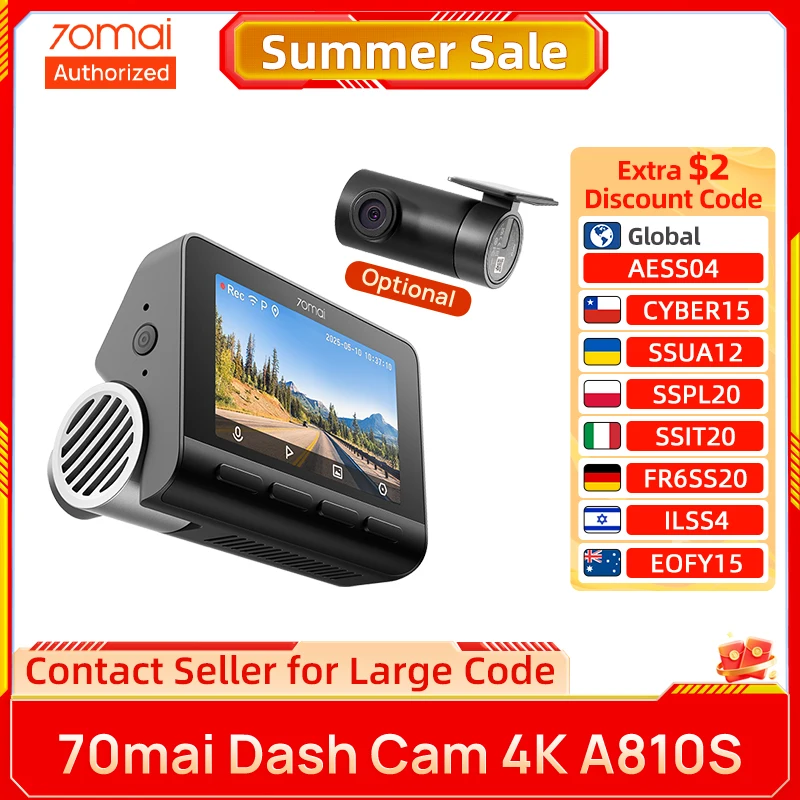 70mai 4Kドライブレコーダー A810S GPS&ADAS内蔵 バッファリング緊急
