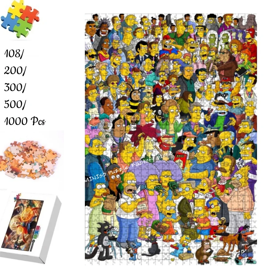 

The Simpsons Puzzles Figures Collection Wooden Jigsaw Puzzle 108/200/300/500/1000 Pcs for Adults Kids Toys High Difficulty Game