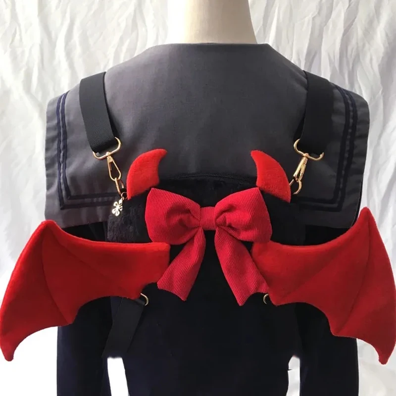 

Subcultural Angel Devil Cosplay Backpack Anime Wings Lolita Messenger Bag Plush Crossbody Shoulder Bag Gothic Handbag Christmas