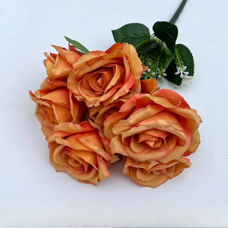10 Stück Künstliche Aus-Rosen Bündel Seidenblumen DIY Fotografie-Requisiten Hoteldekoration Flache Rose Simulierte Weiße Blume – Detail 7