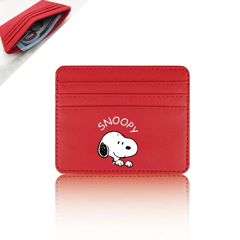 Cartera de Snoopies Kawaii para hombre y mujer, monedero con Mini tarjetero de dibujos animados, monedero de PU para licencia de conducir, 2024