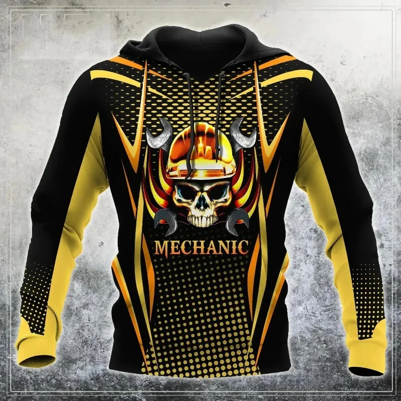 

2025 Fashion Men's 3D Printed Sportswear Retro T-shirt Autumn Clothing Mechanic Top Street Casual Hoodie Oversized Hoodie