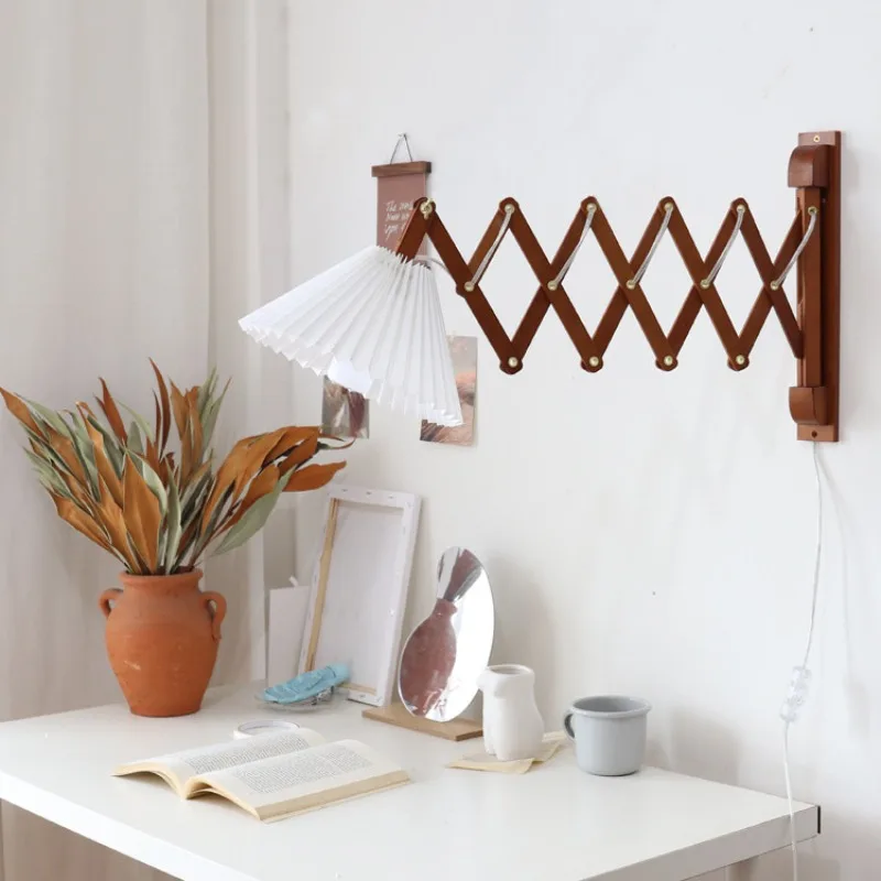 Mid Century Telescopic Wall Lamp Vintage Reading Light for Study and Bedroom Korean Style Wall Decor Modern Home Lighting