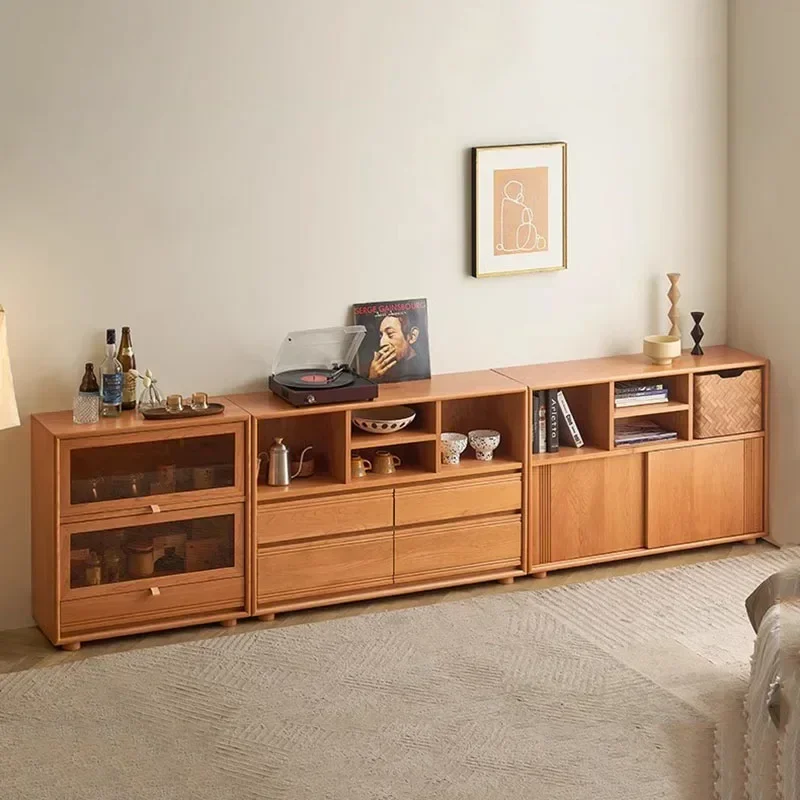 

Кухонные шкафы Деревянный угловой шкаф для хранения Емкость Многофункциональный дизайнерский дисплей Роскошный шкаф середины века Szafki Do Salonu