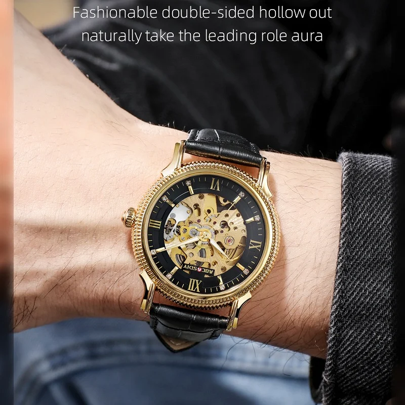Fashion brand mechanical men's watch AOCASDIY waterproof luminous wristwatch luxury hollowed out multi-color dial business watch