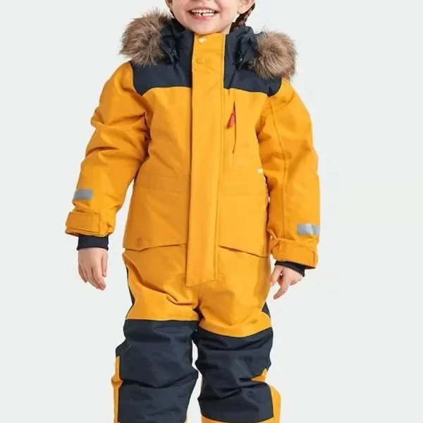 Windproof, waterproof, thickened luminous children's one-piece ski suit, men's and girls' cotton clothing, ski suit snow jacket