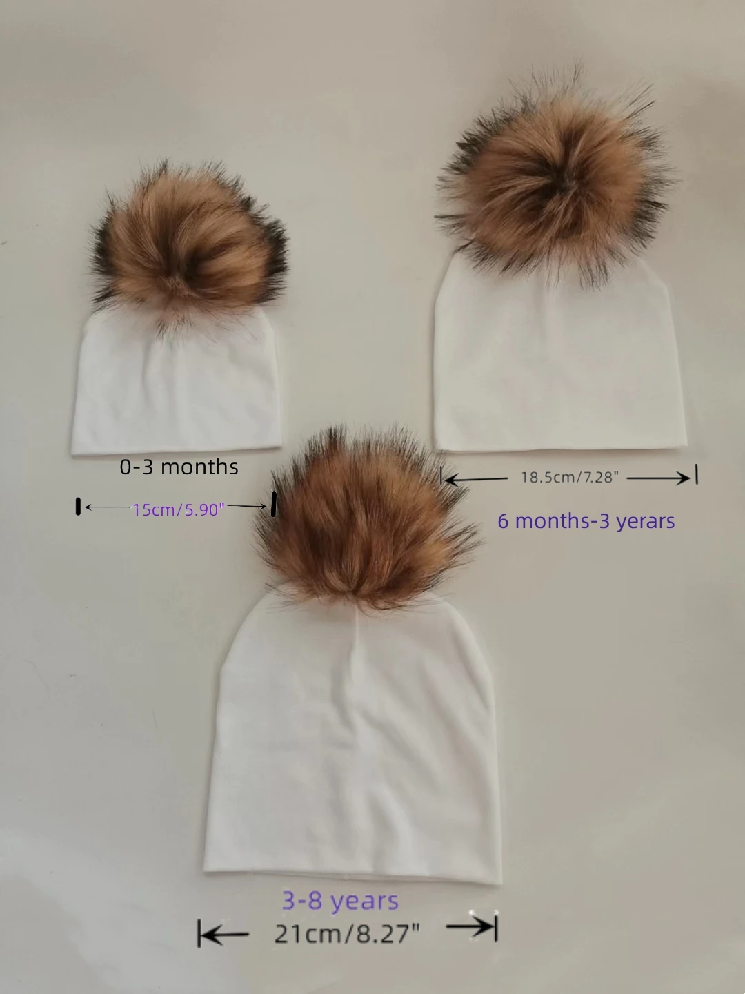 autumn children's infant toddler  raccoon faux fur pompom hat cap for Kids baby boys girl cotton newborn props hat beanie