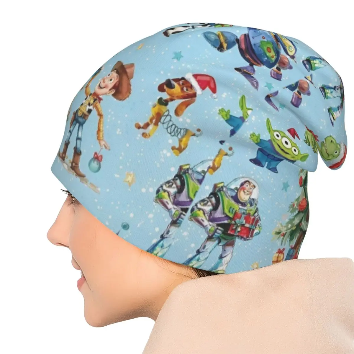 トイストーリー漫画映画クリスマスボンネット帽子秋冬屋外スカリービーニー帽子男性女性用暖かい多機能キャップ