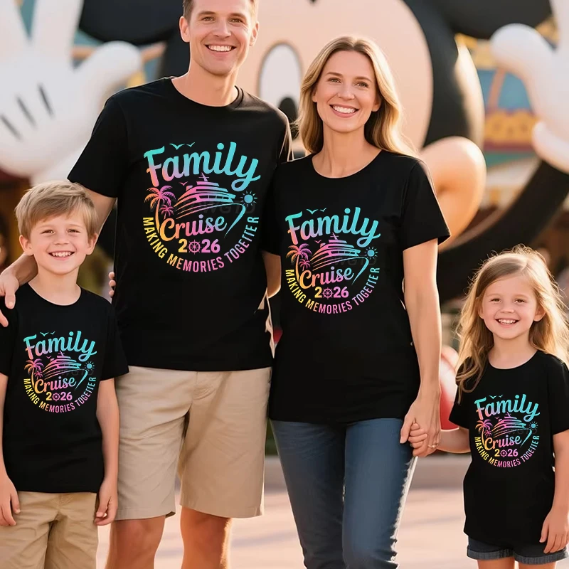 Family Matching Cruise 2026 T-Shirt Making Memories Together Graphic Tee Unisex Kids Adults Cruise 2026 Vacation Cotton T-shirt