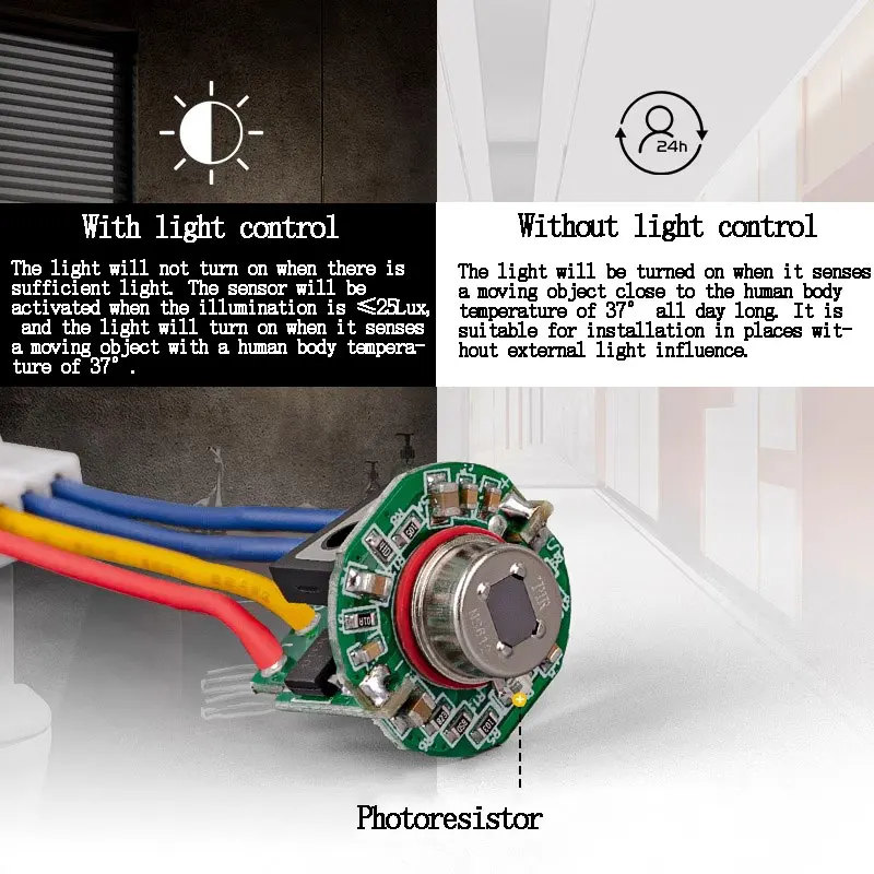 5/10PC 220v Adjustable Time Lux Infrared Human Body Sensor Switch Small Head Module Embedded Dark Probe Corridor Delay switch